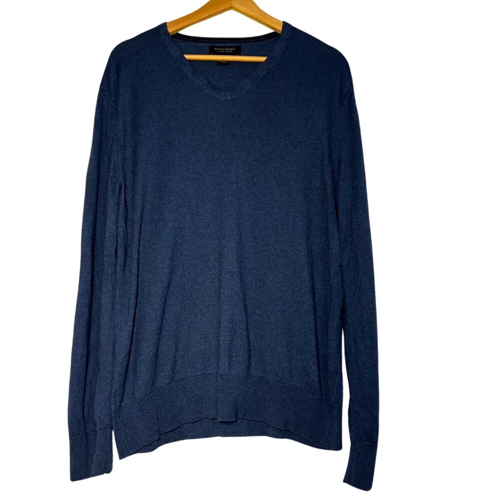 Banana Republic Mens Silk Linen Blend Sweater Long Sleeve Blue Size L